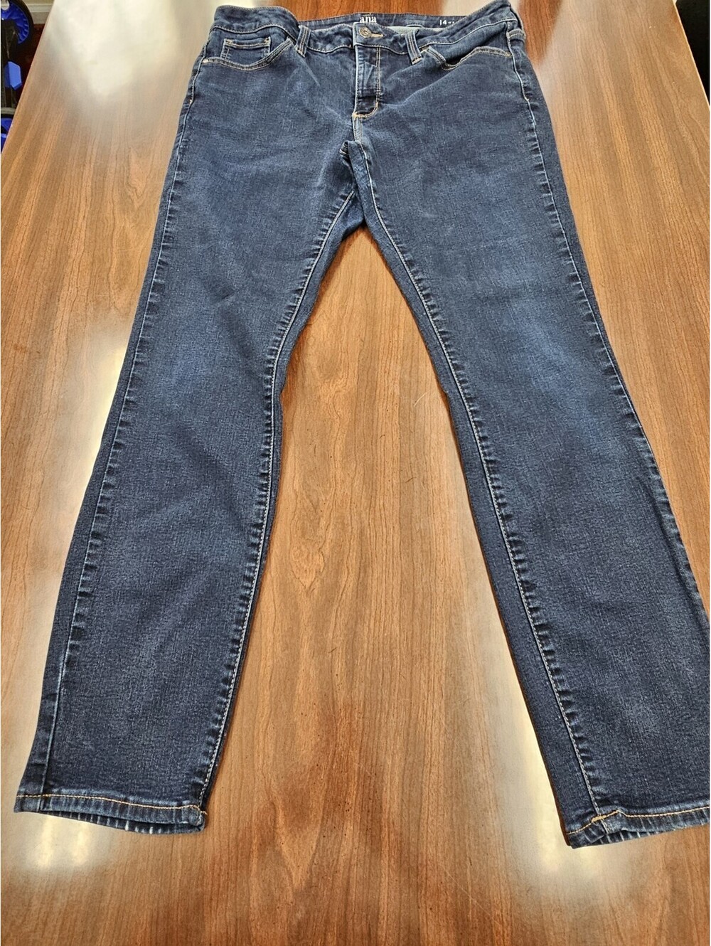 A.N.A. Womens Size 14 Dark Wash Stretch Denim Jeans Slim Bootcut Classic Casual